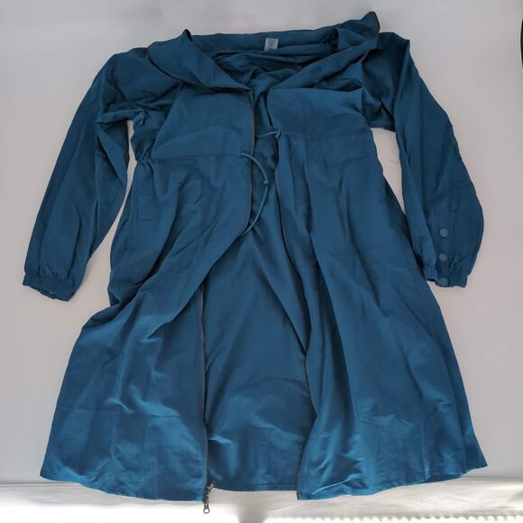 Spiritual Gangster Natasha Teal Blue Jacket Rain Mac / Trench Coat - Size M -NEW - Picture 14 of 16